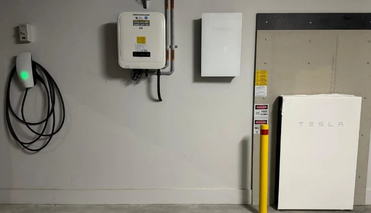 tesla ev charging station, tesla powerwall with a 13.2kw solar pv system